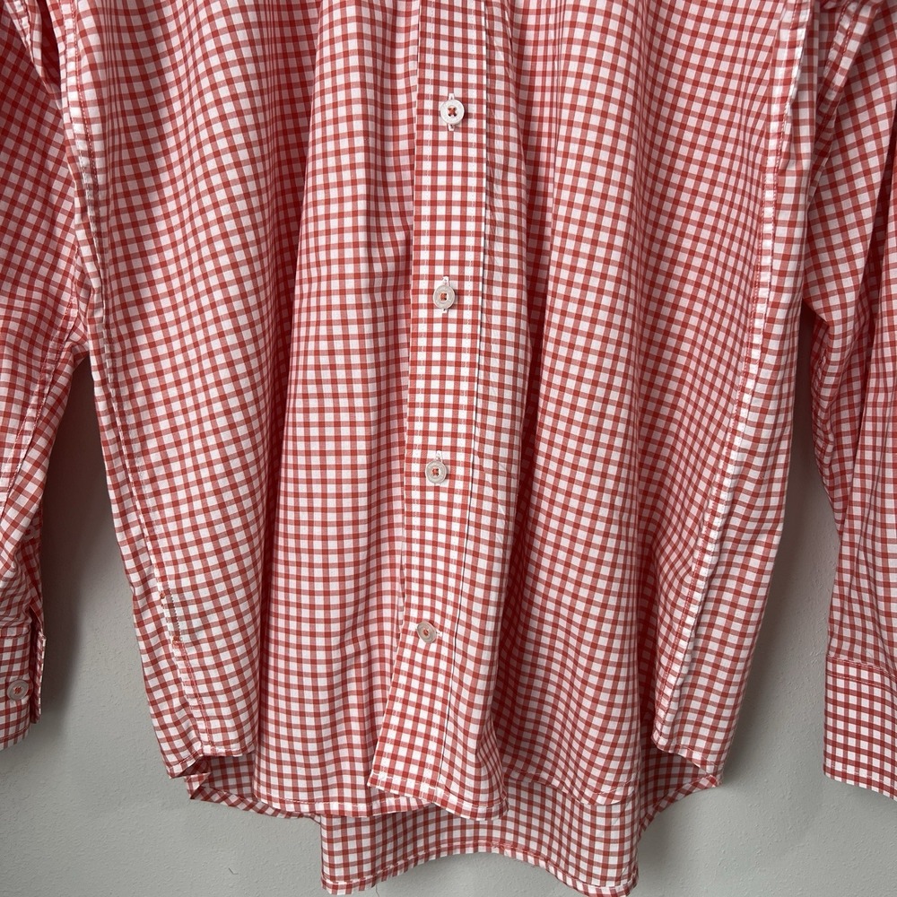 Southern Point Co The Hadley Shirt Men's Medium Button Up Checkered Orange White - Picture 3 of 8